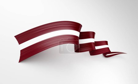 3d Flagge von Lettland 3d Glänzende Welle Twisted Ribbon Flagge Isoliert auf weißem Hintergrund 3d Illustration