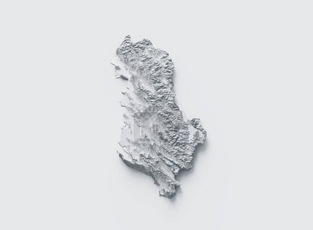 Téléchargez les photos : Carte d'Albanie Carte texturée en relief gris et blanc sur fond blanc Illustration 3D - en image libre de droit