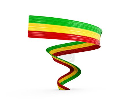 3d Flagge von Mali 3d Glänzende Welle Twisted Ribbon Flagge isoliert auf weißem Hintergrund 3d Illustration