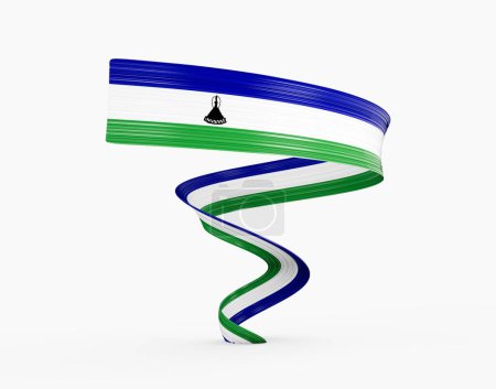 3d Flag Of Lesotho 3d Shiny Waving Twisted Ribbon Flag Isolated On White Background 3d Illustration