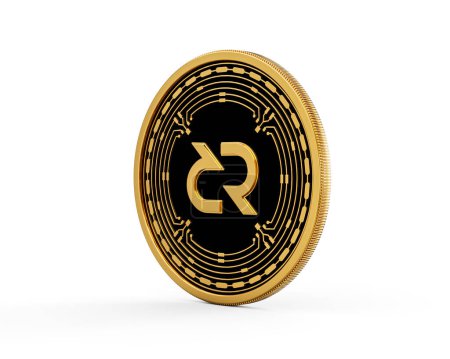 3d Goldene und schwarze abgerundete Kryptowährung Decred Coin Isoliert auf weißem Hintergrund 3d Illustration
