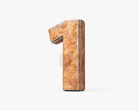 Number One 1 Digit Made Of Old Rusty Iron Metal Texture On White Background 3d Illustration