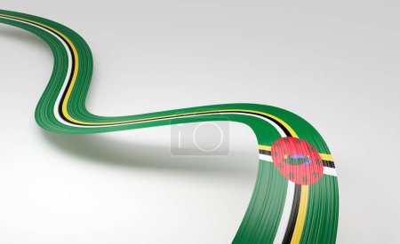 3d Flag Of Dominica 3d Wavy Shiny Dominica Ribbon Flag Isolated On White Background 3d Illustration