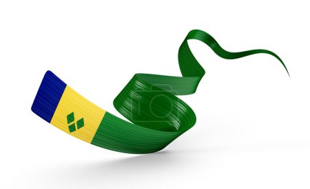 3d Flagge von Saint Vincent und den Grenadinen 3d Glänzende wehende Flagge auf weißem Hintergrund 3d Illustration