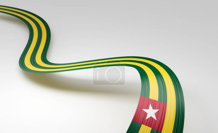 Drapeau 3d du Togo Drapeau de ruban Togo brillant ondulé 3D isolé sur fond blanc Illustration 3d