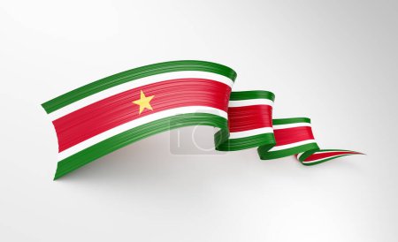 3d Flag Of Suriname 3d Shiny Waving Twisted Ribbon Flag On White Background 3d Illustration