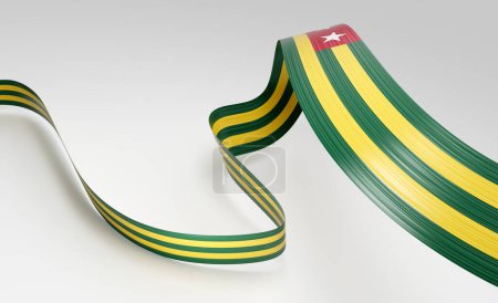 3d Flag Of Togo 3d Shiny Waving Togo Ribbon Flag Isolated On White Background 3d Illustration