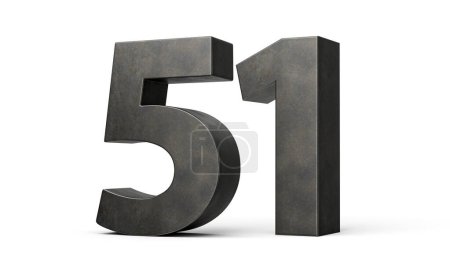 Number Fifty one 51 Digit Made Of Gray Smooth Cast Iron Isolated On White Background 3d Illustration