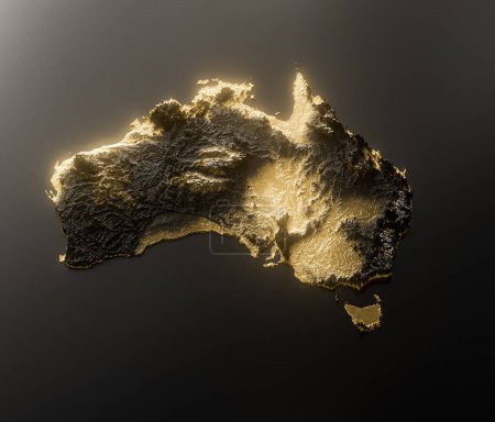 Australia Map Golden Metallic Texture Map Gold Reserves And Gold Mining Concept 3D Illustration