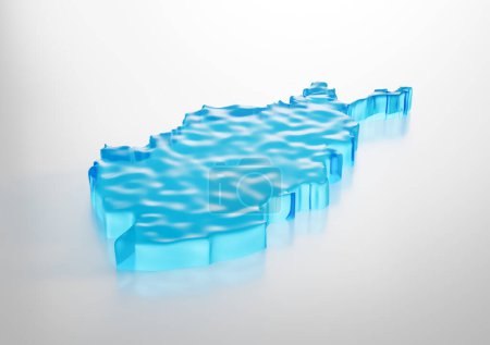 Deep Ocean Blue Water Afghanistan Carte Surface lisse gélatineuse sur fond blanc Illustration 3D
