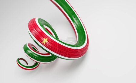 3d Flag Of Suriname 3d Spiral Glossy Ribbon Flag Isolated On White Background 3d Illustration