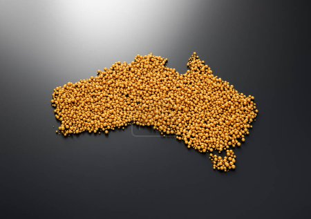 Australia Map Made Of High Quality Premium Golden Shiny Metallic Beads Or Balls 3D Illustration