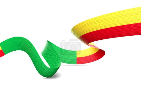 3d Flag Of Benin 3d Shiny Waving Benin Ribbon Flag On White Background 3d Illustration
