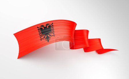 3d Flagge Albaniens 3d Glänzendes Fahnenband Isoliert auf weißem Hintergrund 3d Illustration