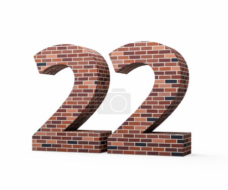 Bricks Wall Number Twenty Two 22 Digit Made Of Colored Wall Of Bricks 3D Illustration