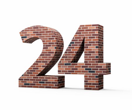 Bricks Wall Number Twenty Four 24 Digit Made Of Colored Wall Of Bricks 3D Illustration
