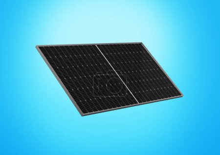 Photovoltaik-Solarmodul oder Solarplatte isoliert auf Cyan-Hintergrund 3D-Illustration