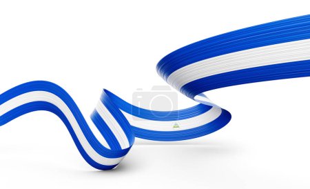 Bandera 3d de Nicaragua Bandera de cinta Nicaragua ondeando brillante 3d sobre fondo blanco Ilustración 3d