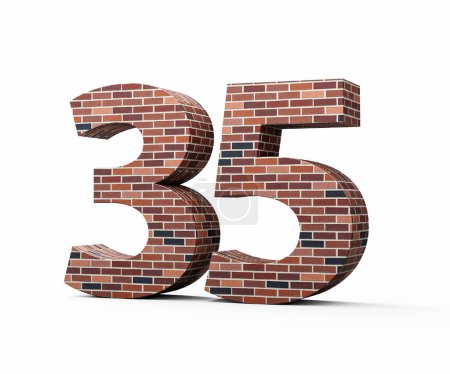 Bricks Wall Number Thirty Five 35 Digit Made Of Colored Wall Of Bricks 3D Illustration
