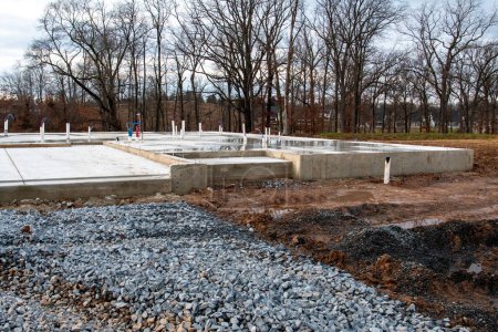 concrete foundation for a new house site masonry metal corner