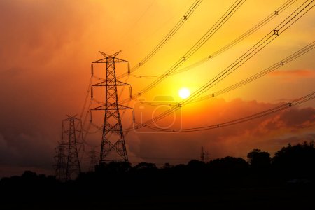 Photo for Electricity transmission poles and cables - Royalty Free Image