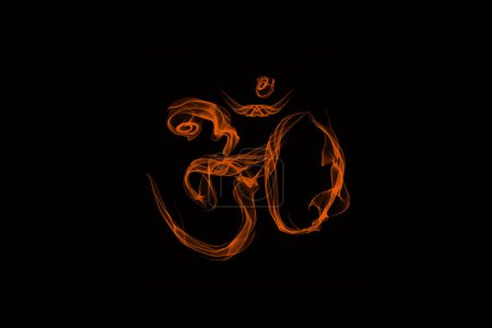 Om written with smoke on the black background