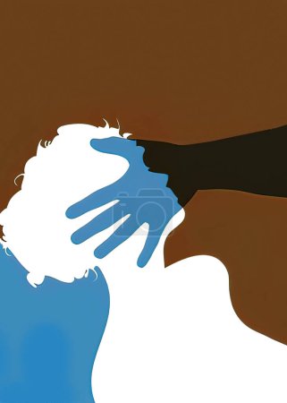 Photo for Silhouette of a hand slapping someone - Royalty Free Image