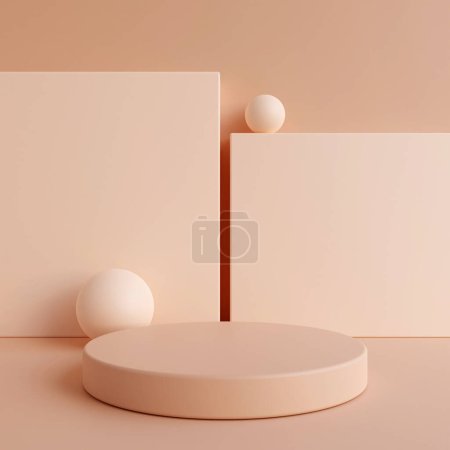 Minimalistisches einfaches Zylinderpodest oder Sockeldisplay mit pastellfarbenem Hintergrund zur Produktpräsentation. 3D-Darstellung