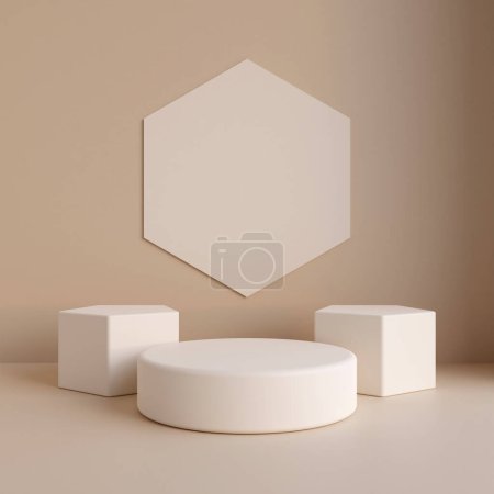 Foto de Pantalla minimalista de podio o pedestal de cilindro simple con fondo de color pastel para la presentación del producto. renderizado 3d - Imagen libre de derechos