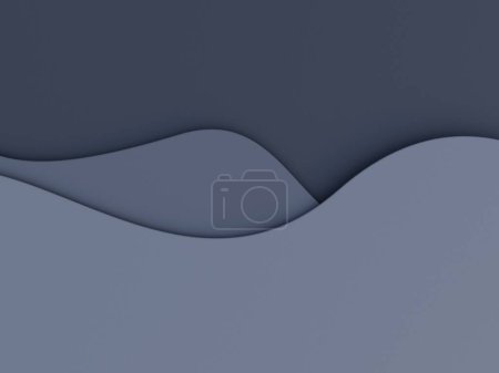 Wavy shape minimalist business abstract background in paper cut layers style with paper texture for presentation. 3d rendering.