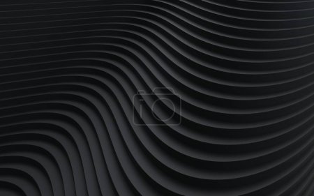 Black paper cut abstract background. minimalistic modern design for business presentations. abstract paper poster with wavy layers. 3d rendering.