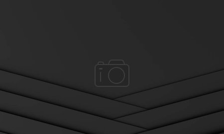 Espacio de copia limpio minimalista fondo negro en capas apiladas. fondo abstracto. renderizado 3d.