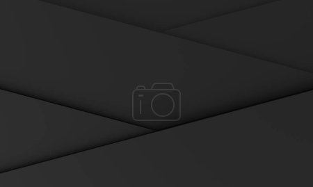 Minimalist clean copy space black background in stacked layers. abstract background. 3d rendering.