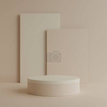 Foto de Exhibición y presentación mínimas del producto del pedestal del podio del cilindro con la representación 3d del fondo pastel - Imagen libre de derechos