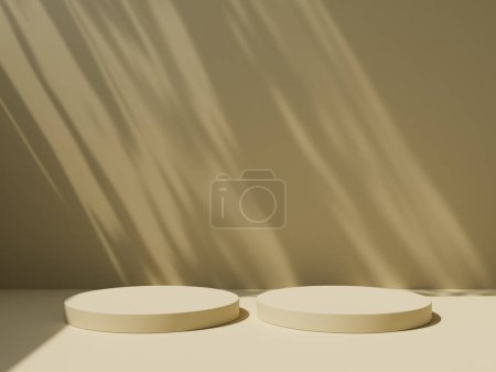 Foto de Pantalla 3D podio fondo pastel con sombra. Naturaleza pedestal mínimo para la belleza, presentación de productos cosméticos. Plantilla de espacio de copia verano y primavera - Imagen libre de derechos