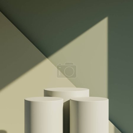 Foto de Mínimo fondo geométrico abstracto de color marrón podio para la presentación del producto con sombra. Ilustración de representación 3d. - Imagen libre de derechos