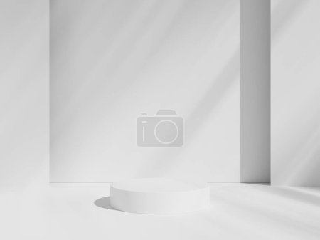 Geometrische Zylinderform Hintergrund im weiß-grauen Studioraum minimalistische Attrappe für Podium oder Vitrine