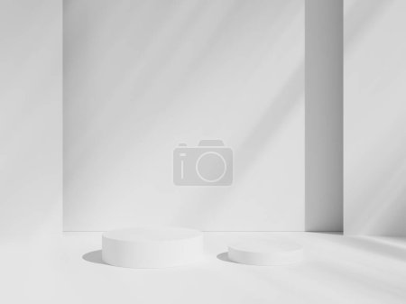 Photo for Geometric cylinder shape background in the white and grey studio room minimalist mockup for podium display or showcase - Royalty Free Image