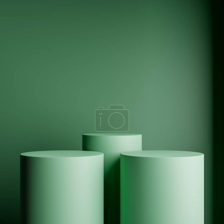 Geometric cylinder shape background in the brown studio room minimalist mockup for podium display or showcase