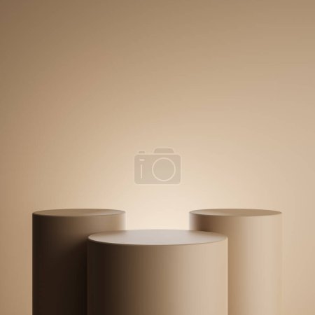 Photo for Cylinder brown podium in brown background with minimalist style for product stand - Royalty Free Image