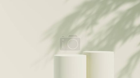 Foto de Pantalla de producto blanco fondo de podio con luz del sol deja sombra - Imagen libre de derechos