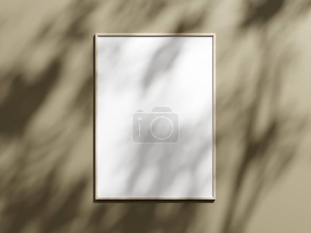 Téléchargez les photos : Minimale image affiche cadre maquette sur fond d'écran brun - en image libre de droit