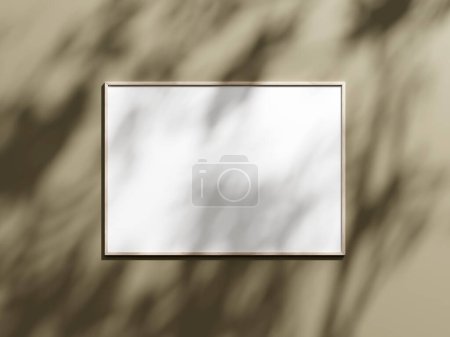 Téléchargez les photos : Minimale image affiche cadre maquette sur fond d'écran brun - en image libre de droit