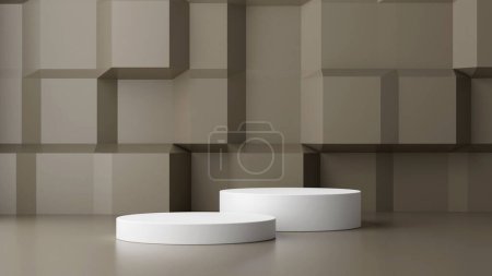 Minimaler abstrakter geometrischer Podium-brauner Hintergrund für die Produktpräsentation. 3D-Darstellung.