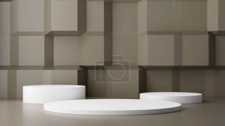 Minimal abstract geometric podium brown background for product presentation. 3d rendering illustration.