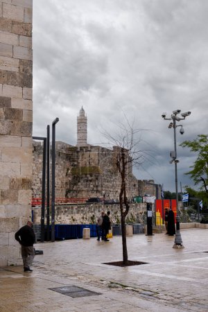 Foto de Jerusalén, Israel - 11 de abril de 2023. Vista de la Torre David desde la Puerta de Jaffa - Imagen libre de derechos