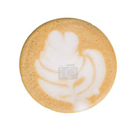 Photo for Top view. texture coffee latte art on cup isolated white background. - Royalty Free Image