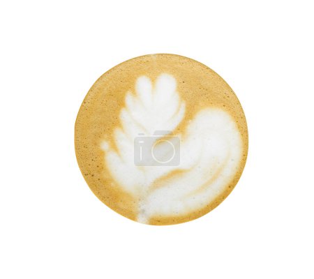 Foto de Textura café latte arte en taza aislado fondo blanco. Vista superior - Imagen libre de derechos