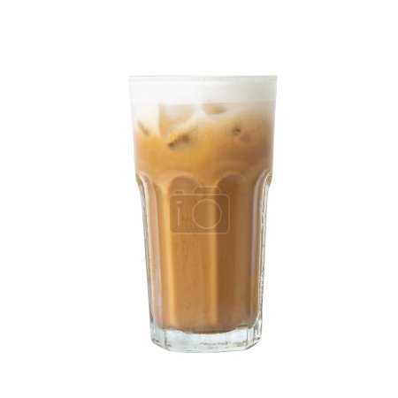 Photo for Asian iced cappuccino coffee isolated white background - Royalty Free Image