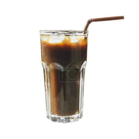 Foto de Asiático helado café negro en vidrio taza aislado fondo blanco - Imagen libre de derechos